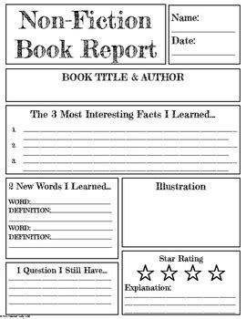 non fiction book report template 4th grade